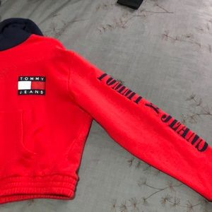 Womens RedTommy Jeans90 CapsuleContrast CropHoodie